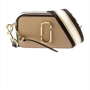 Marc Jacobs Tan Gold Crossbody Bag Structured Design